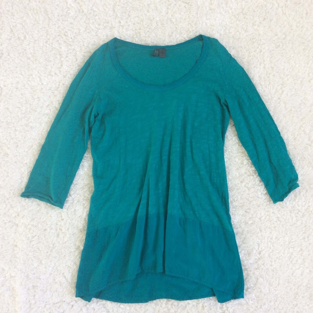 Anthropologie Left of Center Teal 3/4 Sleeve Tunic